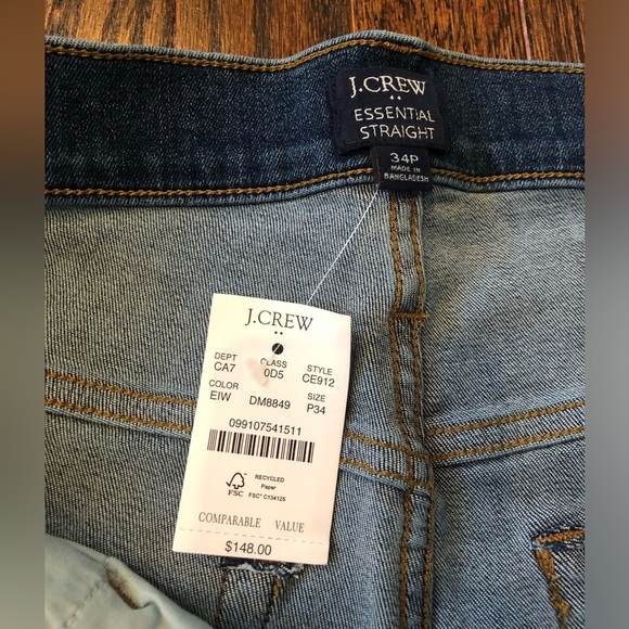 J. Crew Women’s 34P Petite Rhinestone Essential Straight Signature Stretch Jeans - Picture 12 of 15